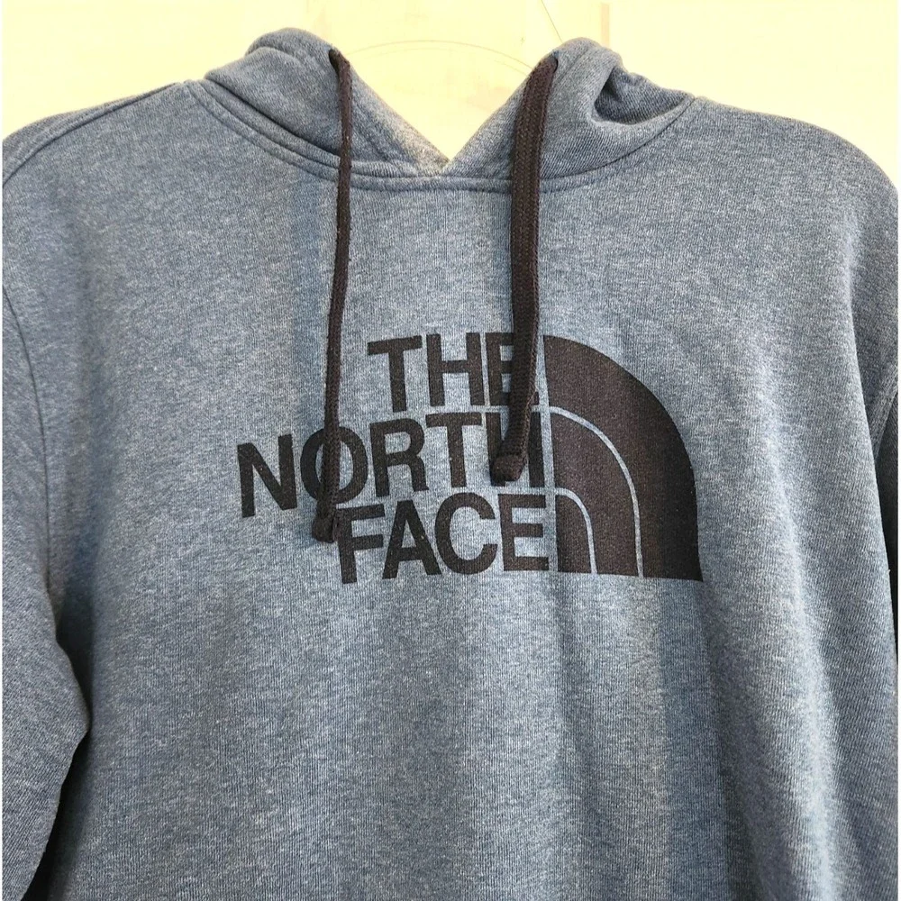 The North Face Hoodie Mens Small Blue Pullover Fleece Logo Graphic Kangaroo